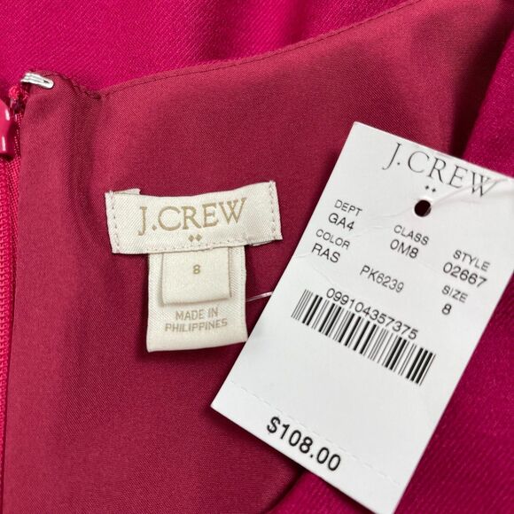 J Crew Women's Sheath Dress Size 8 Raspberry Pink Wool Blend Sleeveless Career - Picture 9 of 10